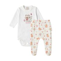 Conjunto Bebê Menino Body/Mijão Off White Gatinha Mini &amp Co