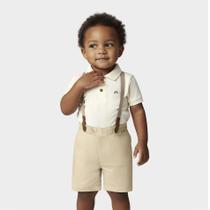 Conjunto Bebê Menino Body Polo Creme e Bermuda Bege Suspensório Glinny Tamanho:M (3-6 meses) Conjunto Bebê Menino Body Polo Creme e Bermuda Bege Suspensório Glinny Tamanho:M (3-6 meses)