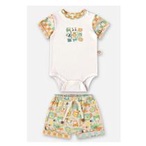 Conjunto Bebê Menino Body/Shorts Bichos Geométricos Up Baby