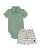 Conjunto Bebê Menino Body Verde/Bermuda Onda Marinha