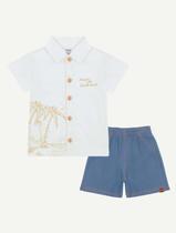 Conjunto Bebê Menino Camisa Coqueiro E Bermuda Branco E Azul Divertto Conjunto Bebê Menino Camisa Coqueiro E Bermuda Branco E Azul Divertto