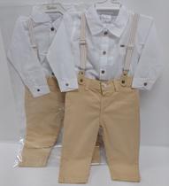 Conjunto Bebê Menino Camisa Longa Calça Sarja Paraiso 14665