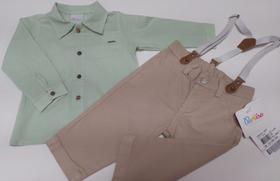 Conjunto Bebê Menino Camisa Longa Calça Sarja Paraiso 14665