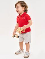 Conjunto Bebê Menino Camisa Polo E Bermuda Vermelho E Mescla Divertto Conjunto Bebê Menino Camisa Polo E Bermuda Vermelho E Mescla Divertto