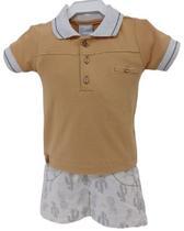 Conjunto Bebê Menino Camisa + Shorts Estampado Paraiso 13959 Conjunto Bebê Menino Camisa + Shorts Estampado Paraiso 13959