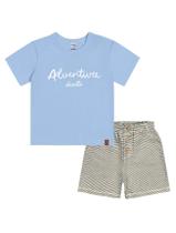 Conjunto Bebê Menino Camiseta Adventure E Bermuda Azul E Preto Divertto