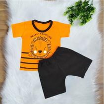 Conjunto Bebê Menino Camiseta e Bermuda Estampa Leão Conforto e Estilo Veste RN a 03 Meses - Conjunto Bebê Menino Camiseta e Bermuda Estampa Leão Conforto e Estilo Veste RN a 03 Meses -