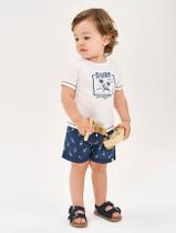 Conjunto Bebê Menino Camiseta E Bermuda Surf Natural E Azul Marinho Divertto