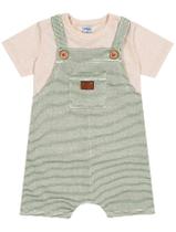 Conjunto Bebê Menino Camiseta E Jardineira Off White E Verde Divertto Conjunto Bebê Menino Camiseta E Jardineira Off White E Verde Divertto