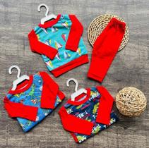 Conjunto bebê menino, Camiseta manga longa e calça em algodão, estampas variadas