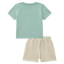 Conjunto Bebê Menino Camiseta Meia Malha e Bermuda em Moletwill LucBoo