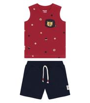 Conjunto Bebê Menino Camiseta Regata e Bermuda Leão Trick Vermelho G