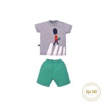 Conjunto Bebê Menino Camiseta Short Cinza Verde Murilo Conjunto Bebê Menino Camiseta Short Cinza Verde Murilo