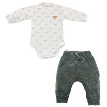 Conjunto Bebê Menino com Body Ursinho Polar e Calça Grafite
