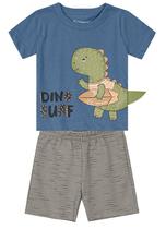 Conjunto Bebê Menino Dino Surf Azul Conjunto Bebê Menino Dino Surf Azul