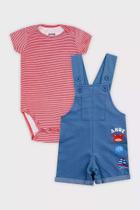 Conjunto Bebê Menino Jardineira Com Body Fakini