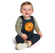 Conjunto Bebê Menino Jardineira Moletom Body Cotton Leão Kyly