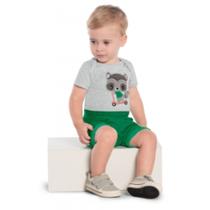 Conjunto Bebê Menino Kyly Body Cotton Bermuda em Gorgurinho Mescla White/Verde