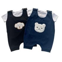 Conjunto Bebe Menino Macacão Banho de Sol e Body manga curta