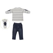 Conjunto Bebê Menino Marfim Longo Inverno Augusto Listrado