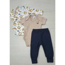 Conjunto Bebê Menino/Menina 3 Peças Body Longo + curto + calça 100% algodão - RN ao P Conjunto Bebê Menino/Menina 3 Peças Body Longo + curto + calça 100% algodão - RN ao P