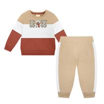 Conjunto Bebê Menino Milon Casaco e Calça Moletom Peluciado Amendoa