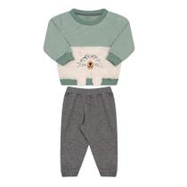 Conjunto Bebê Menino Moletom Canelado Casaco E Calça Urso Conjunto Bebê Menino Moletom Canelado Casaco E Calça Urso