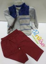 Conjunto Bebe Menino Paraiso Luxo 3 Peças C/ Colete Cod 7130