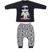 Conjunto Bebê Menino Preto Inverno Algodão Caio Cachorrinho Conjunto Bebê Menino Preto Inverno Algodão Caio Cachorrinho