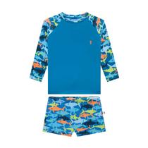 Conjunto Bebê Menino Proteção UV 50+ Onda Marinha Tubarão Conjunto Bebê Menino Proteção UV 50+ Onda Marinha Tubarão