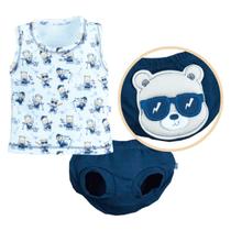 Conjunto Bebê Menino Regata Tapa Fralda Algodão Upi Uli - RN