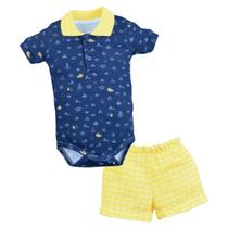 Conjunto Bebê Menino Suedine Algodão Boat Upi Uli - Conjunto Bebê Menino Suedine Algodão Boat Upi Uli -