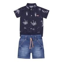 Conjunto Bebê Menino Verão Bermuda Jeans Body Paraiso 15448