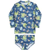 Conjunto Bebê Moda Praia Masculino Camiseta Manga Longa e Sunga Proteção UV 50+ Menino