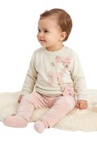 Conjunto Bebê Moletom com Laços Calça Veludo Inverno