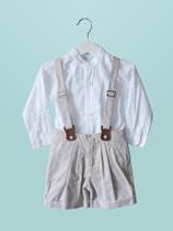 Conjunto Bebê Oxford com Suspensório