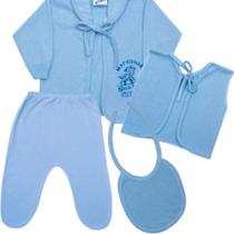 Conjunto Bebê Pagão Recém Nascido Com 4 Peças 0-1 M Mafessoni 100% Algodão Cor:Masculino
