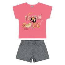 Conjunto Bebê Rovitex Camiseta Fresh Juice + Short Moletinho Feminino