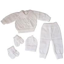 Conjunto bebê saída de maternidade casaquinho calça gorro luvinha sapatinho roupinha de bebê rn - Confecções Castelo