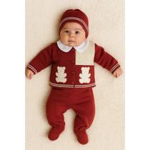 Conjunto Bebê Salopete Casaco Urso Príncipe