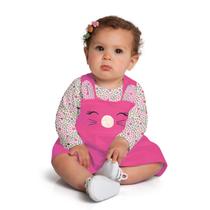 Conjunto Bebê Salopete Rosa Coelhinha e Body Manga Longa Kyly Conjunto Bebê Salopete Rosa Coelhinha e Body Manga Longa Kyly