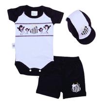 Conjunto Bebê Santos Body Shorts e Boné Oficial