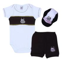 Conjunto Bebê Santos com Body e Boné Curto Oficial