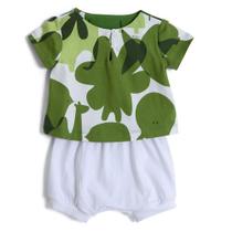 Conjunto bebê - Short e Camiseta - 100% algodão Elos Verde Green