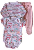 Conjunto Bebê Suedine Listrado e Estampado Sol e Arco Íris Ano Zero Conjunto Bebê Suedine Listrado e Estampado Sol e Arco Íris Ano Zero