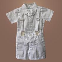 Conjunto Bebê Suspensório - Roupa Batizado Menino Conjunto Social Infantil Pajem Casamento