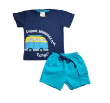 Conjunto Bebe Tamanhos P e M Verão Menino Solinho/Soletex