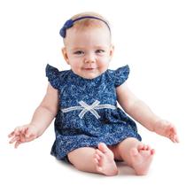 Conjunto Bebê Tilly Baby Vestido e Tapa Fralda Azul Marinho