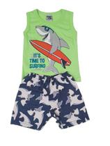 Conjunto bebê tubarão regata e short verão ninando baby