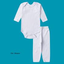 Conjunto Bebê Unissex JunkesBaby Canelado Body/Calça Branco Tamanho: RNCor:Igual da foto